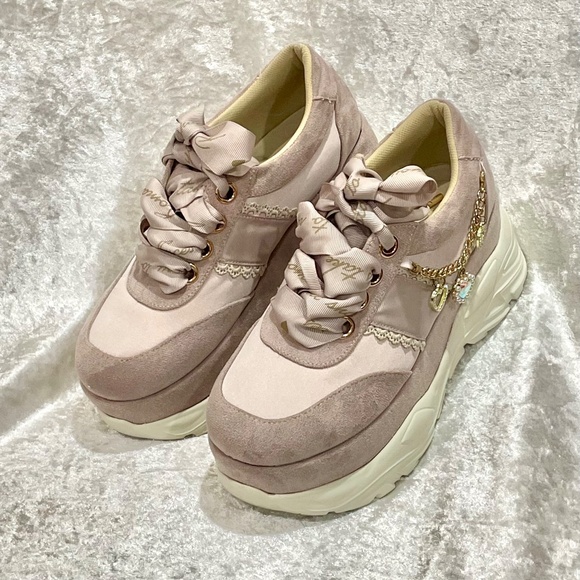 Liz Lisa Pink Side Charm Platform Sneakers Ribbon Lolita Kawaii Jeweled Jfashion - Picture 13 of 16